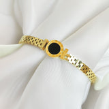 Roman Numeral Bracelet with Black Onyx Center