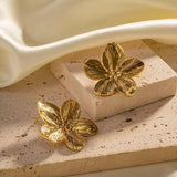 Statement Gold Hibiscus Flower Stud Earrings
