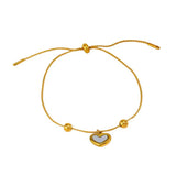 Dainty Gold Heart Charm Slider Bracelet