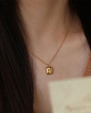 Dainty Gold Rectangle North Star Pendant Necklace