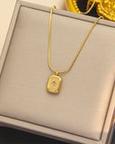 Dainty Gold Rectangle North Star Pendant Necklace