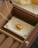 Dainty Gold Rectangle North Star Pendant Necklace