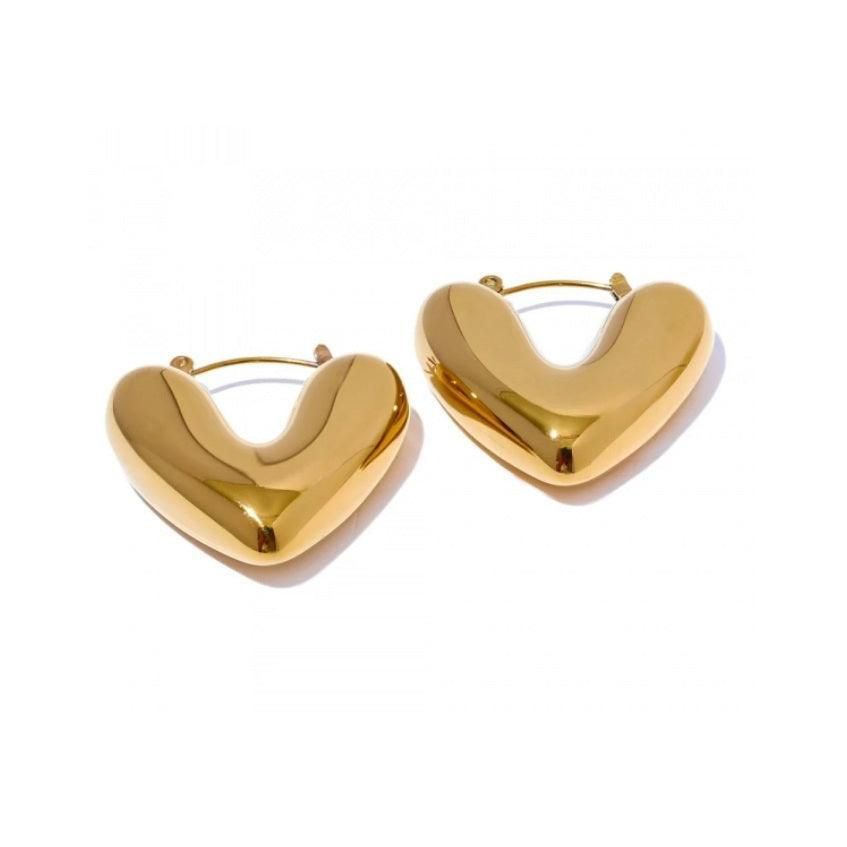 Chunky Gold Heart Hoop Earrings