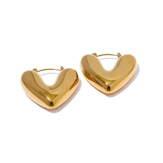 Chunky Gold Heart Hoop Earrings
