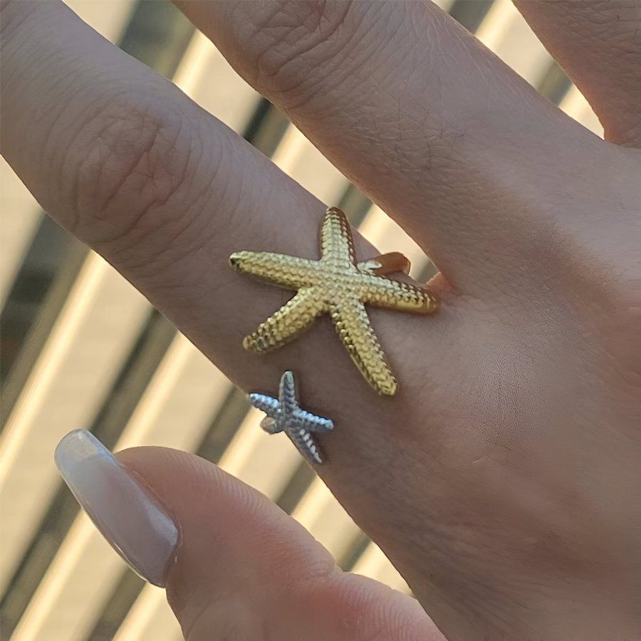 Two-Tone Starfish Adjustable Ring