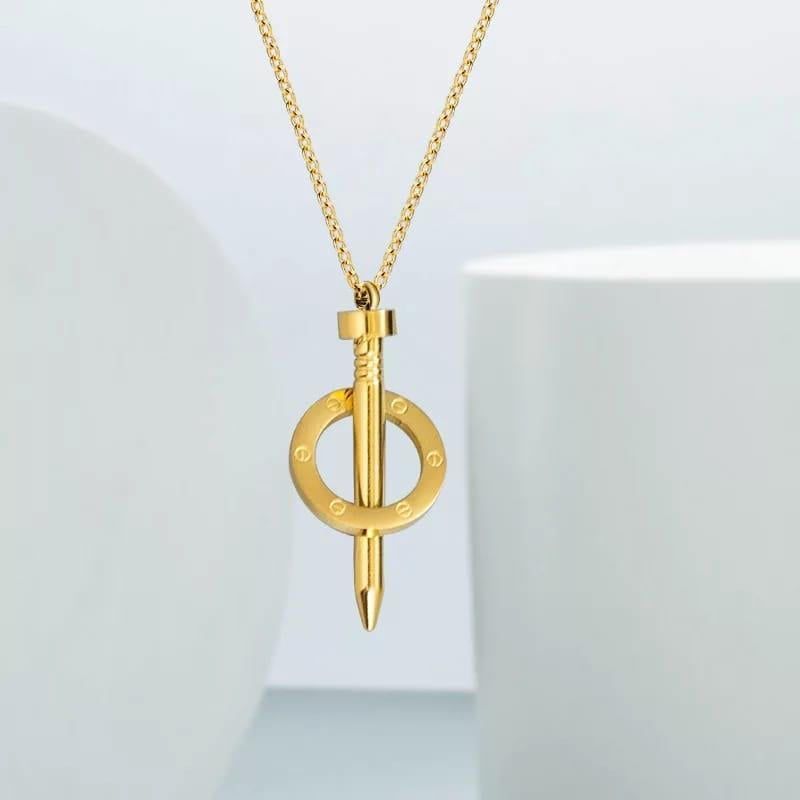 Nail Circle Pendant Necklace