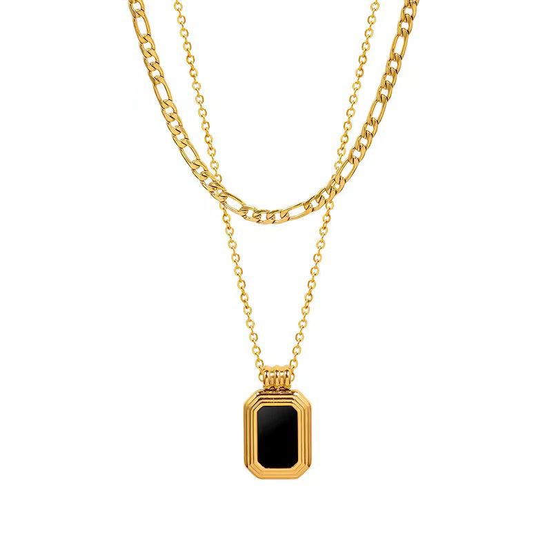 Triple Layered Black Onyx Pendant