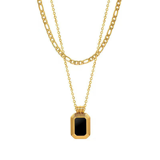 Triple Layered Black Onyx Pendant