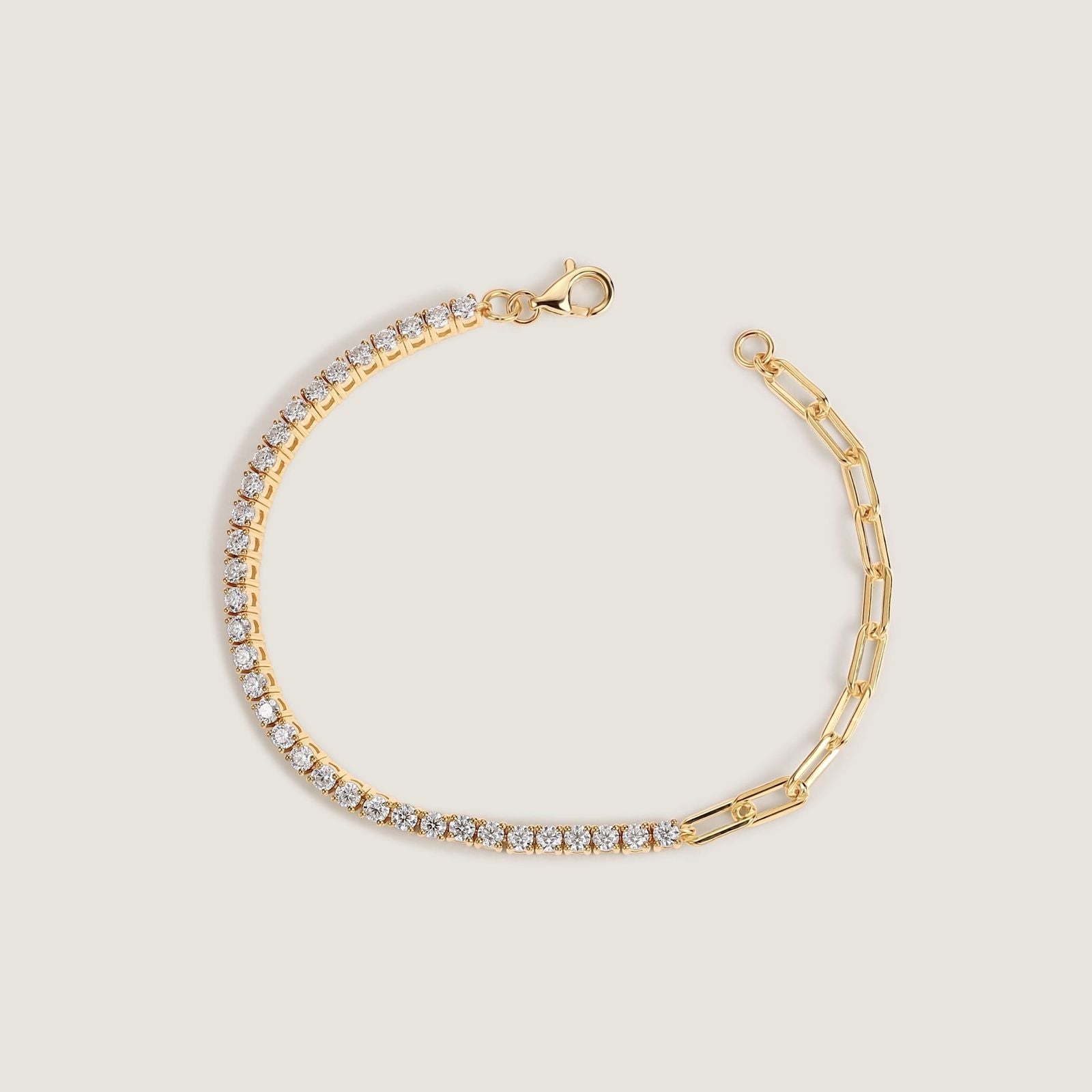 Gold Crystal Chain Bracelet with Adjustable Clasp