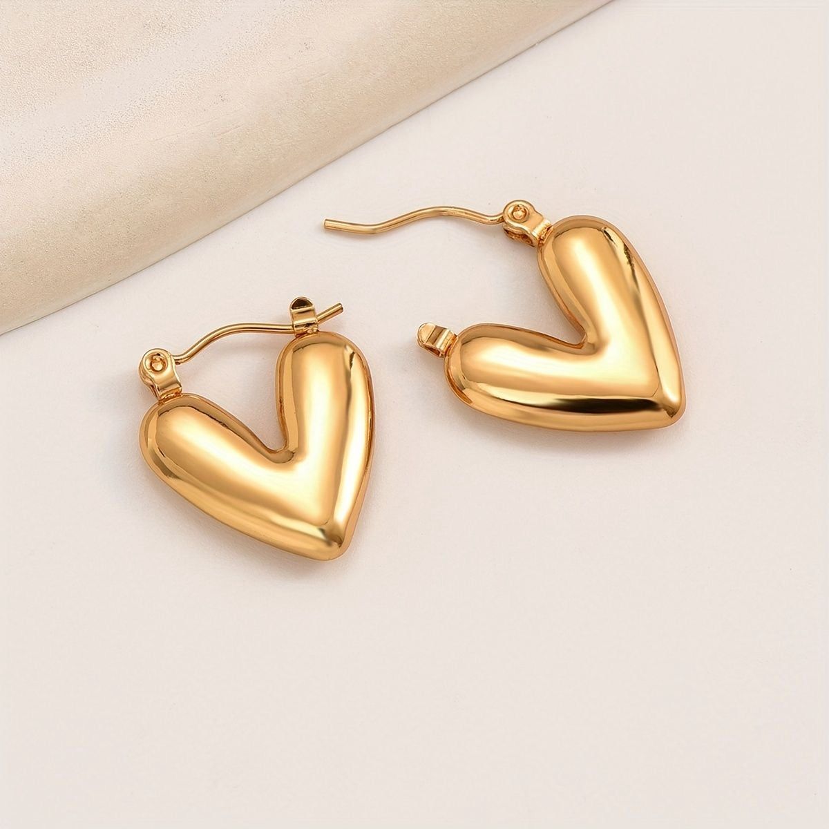 Chunky Gold Heart Hoop Earrings