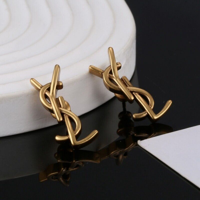 Gold Monogram Stud Earrings