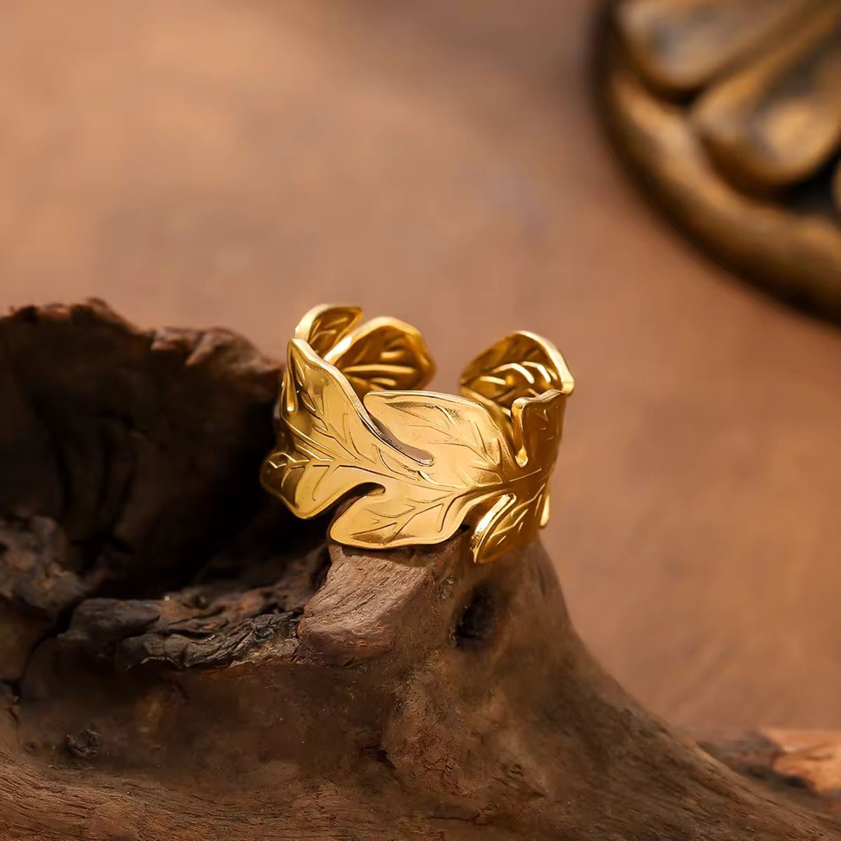 Gold Plated Leaf Wrap Ring
