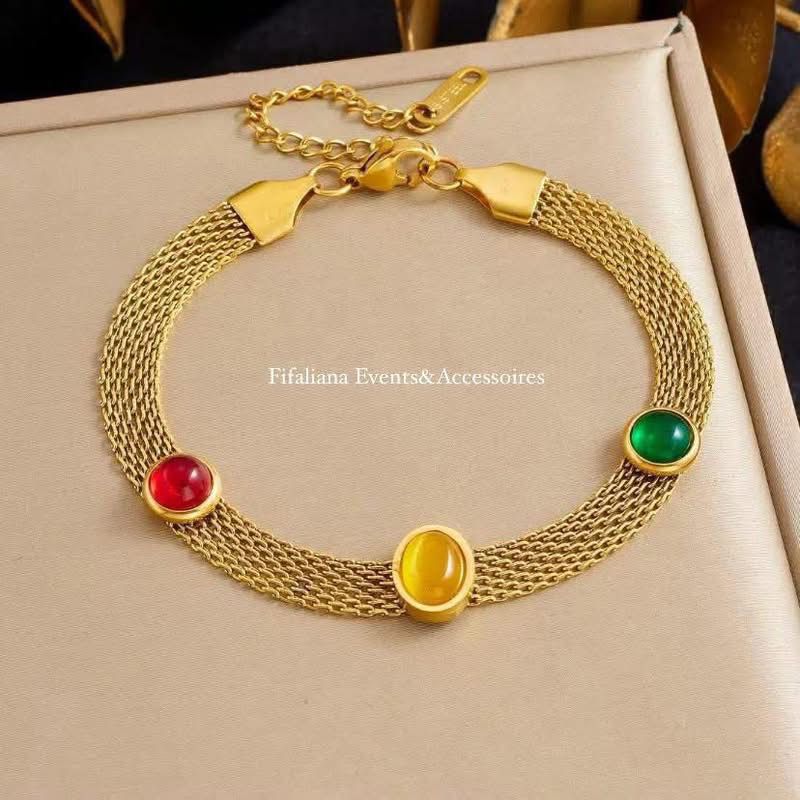 Trio-Color Gemstone Bracelet