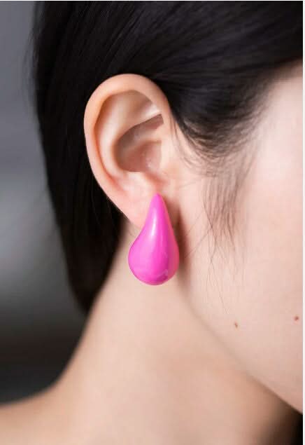 Pink Water Drop Design Earring - Crazy Women
