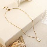 Rectangle Pearl 18K Plated Necklace waterproof  tarnish free - Crazy Women