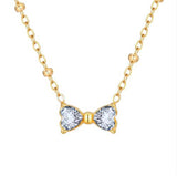 Minimal Gold Beaded Chain Necklace with Dual Crystal Pendant