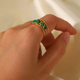 Malachite Crystall Ring waterproof  tarnish free - Crazy Women