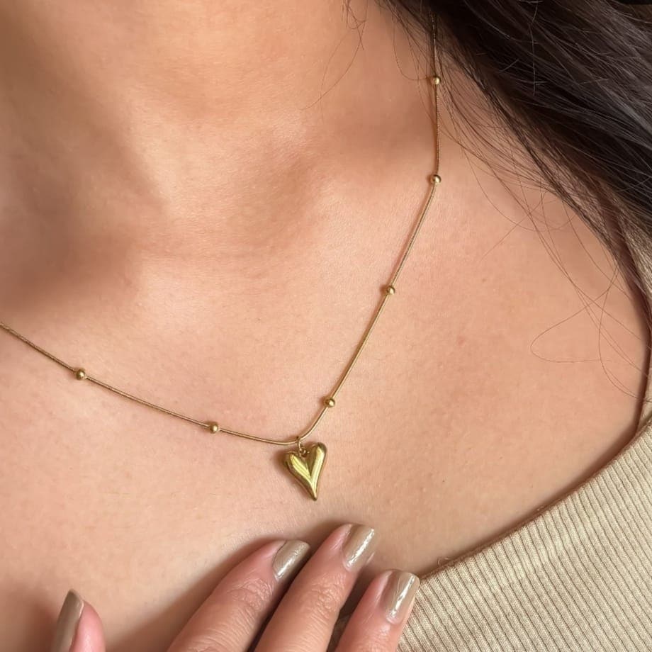 18 Gold Heart Pendant Necklace For Women Creative Double Love