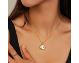 Gold Moon Shell Pendant Necklace waterproof  tarnish free - Crazy Women