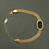 Vintage-Style Gold Mesh Bracelet with Oval Watch