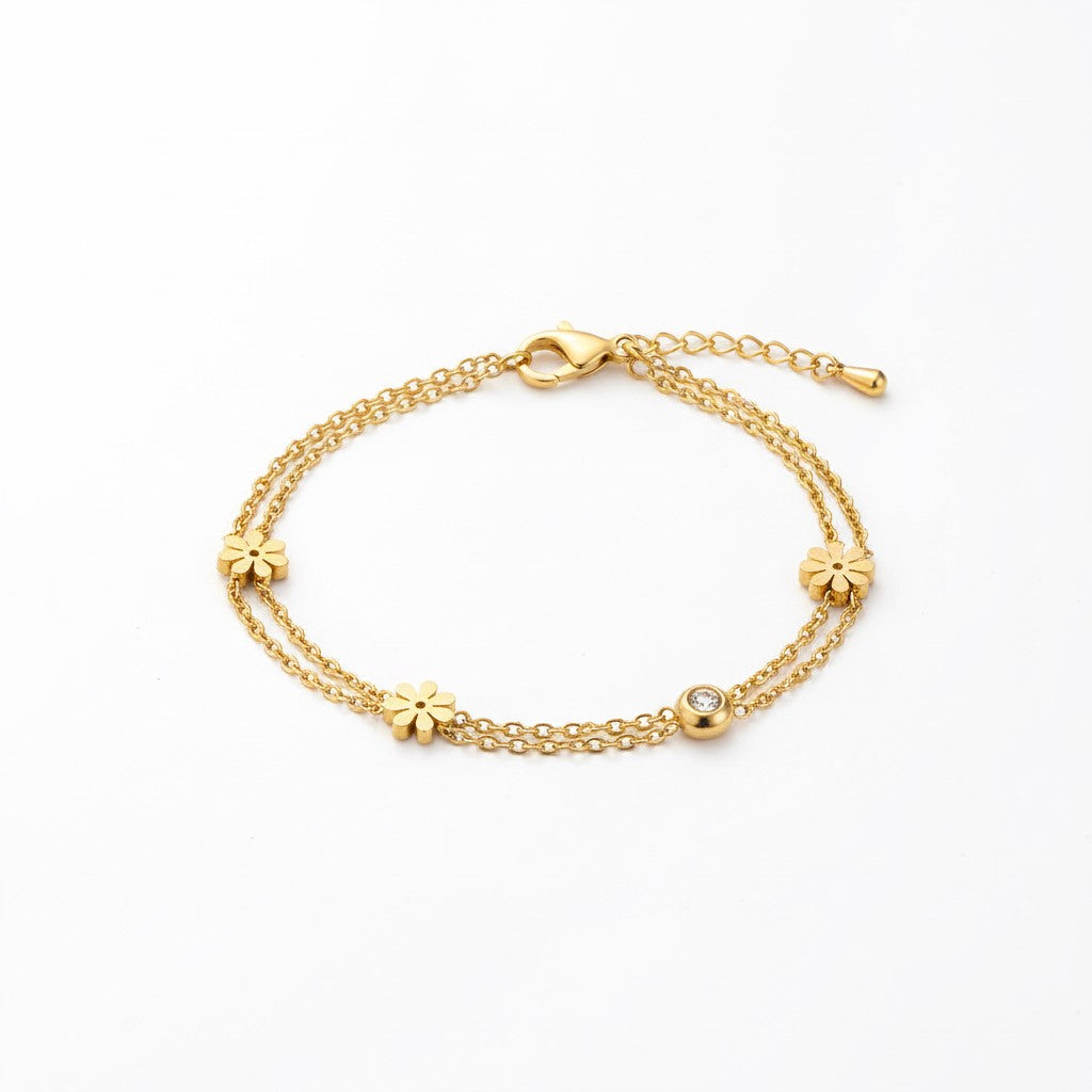 Elegant Floral Gold Bracelet for Women – Lightweight & Stylish Jewelry