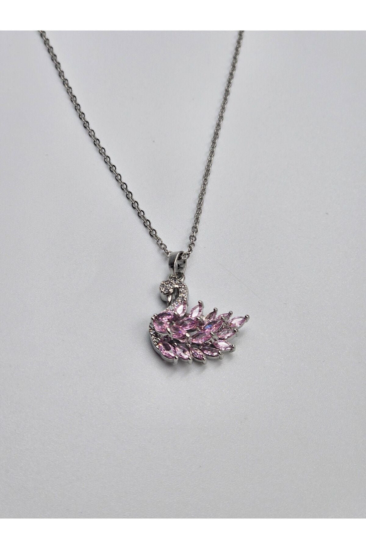 Elegent Pink Swan necklace with Silver Chain - Crazy Women