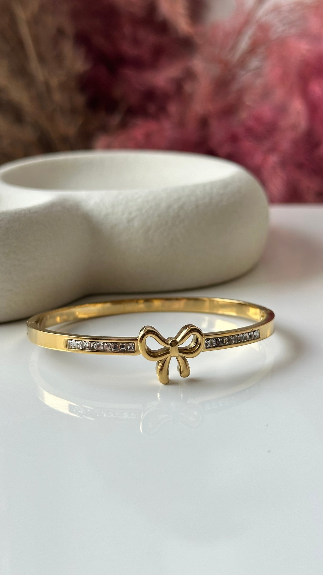 Elegant Gold Plated Bow Bracelet with CZ Stones – Stylish Women’s Jewelry - Crazy Women