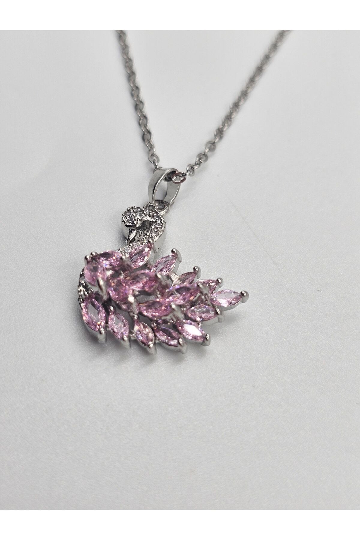 Elegent Pink Swan necklace with Silver Chain - Crazy Women