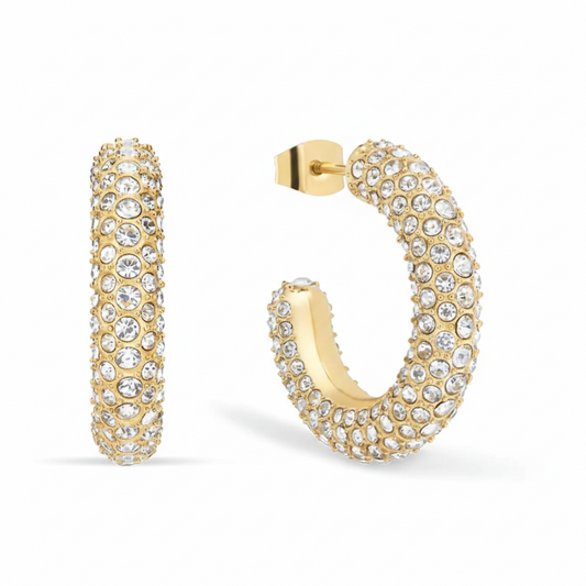 Cubic Zirconia Hoop Earrings for Girls – Stainless Steel, Anti-Tarnish