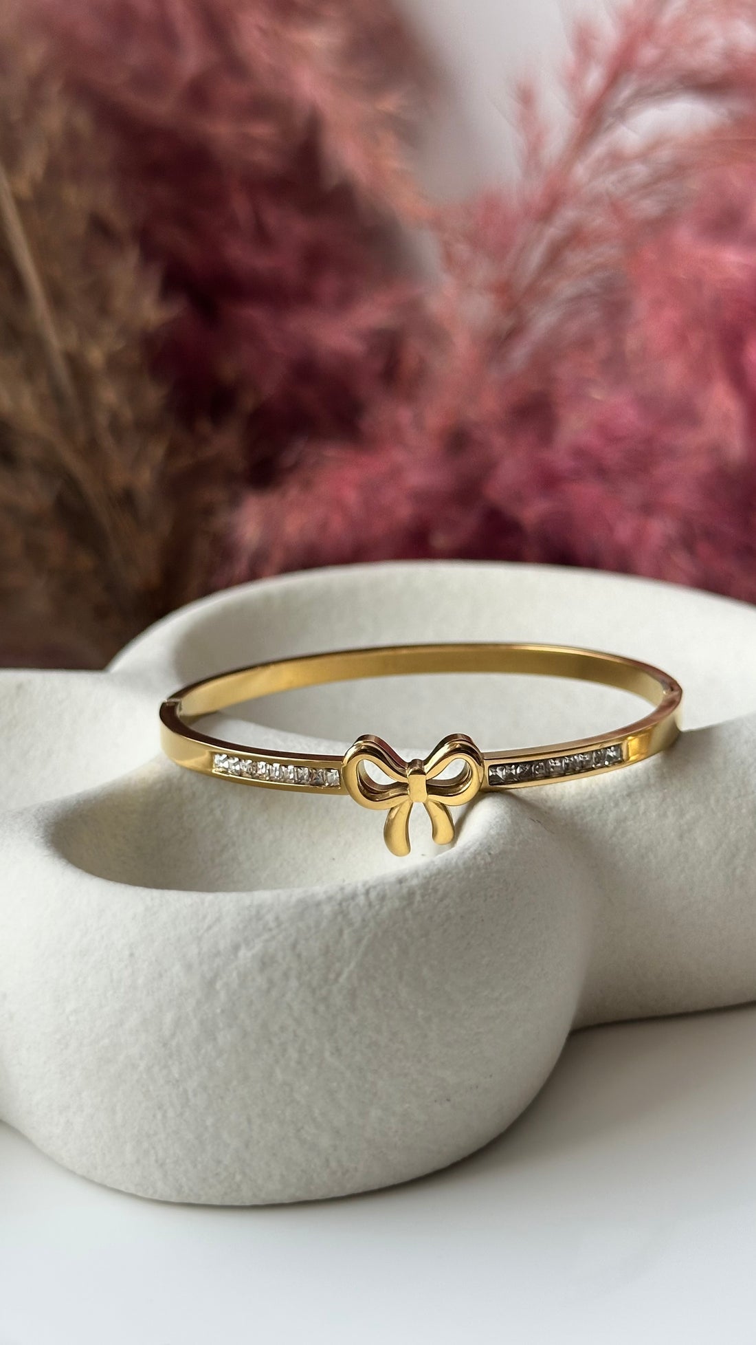 Elegant Gold Plated Bow Bracelet with CZ Stones – Stylish Women’s Jewelry - Crazy Women