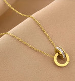 Elegant Interlocking Double Circle Pendant Necklace