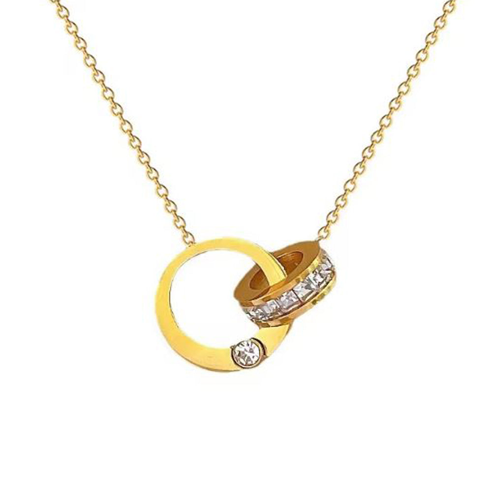 Elegant Interlocking Double Circle Pendant Necklace