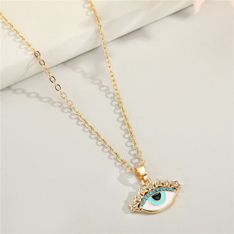 Retro Rhinestone Lucky evils Alloy Necklace - 3243117