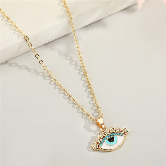Retro Rhinestone Lucky evils Alloy Necklace - 3243117