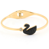 Rhinestone Black Swan Rose Alloy Titanium Steel Bracelet - 3243353 - Crazy Women is the Choice of millions