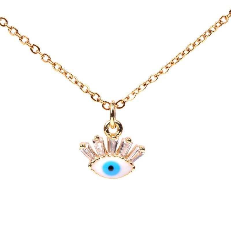 Micro Inlaid Zircon Devil39s Eye Blue Eye Necklace - 3243211