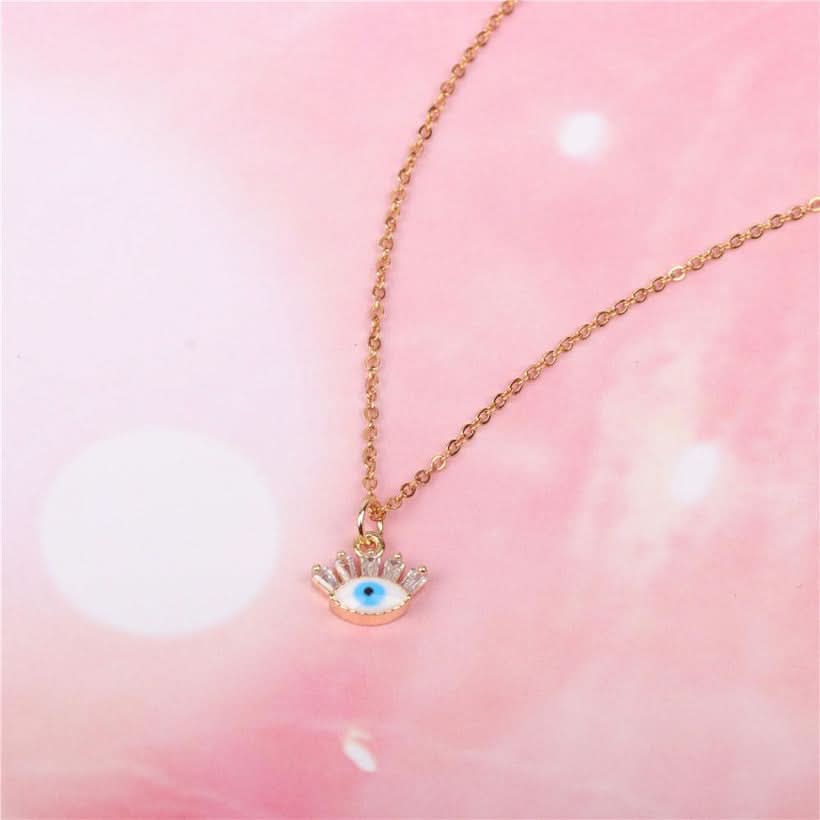 Micro Inlaid Zircon Devil39s Eye Blue Eye Necklace - 3243211