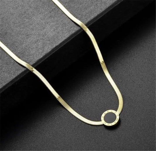 Stainless Steel Golden Roman Numerals Titanium Steel Necklace | Jewelry Store | Jewelry Shop