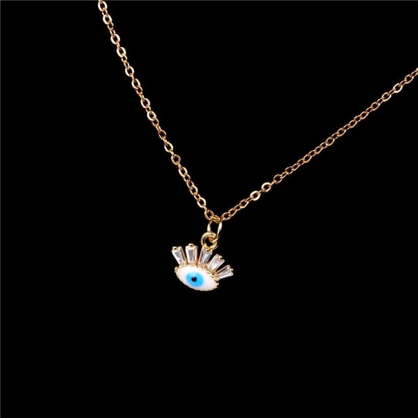 Micro Inlaid Zircon Devil39s Eye Blue Eye Necklace - 3243211