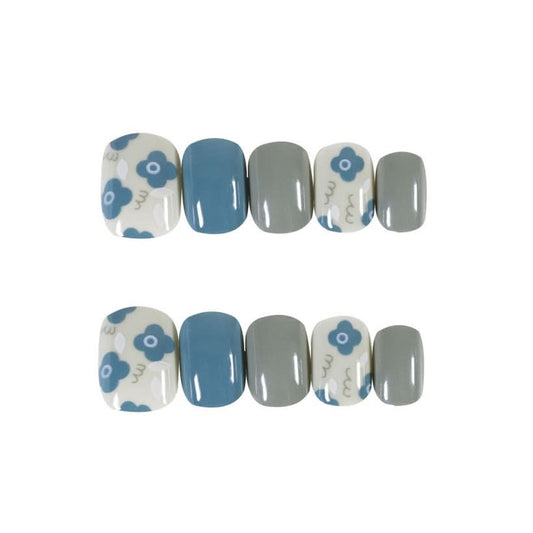 fake nails |  fake nails pakistan
Fashion Morandi Gray Blue Flower Finished Acrylic Nail - 3243247.