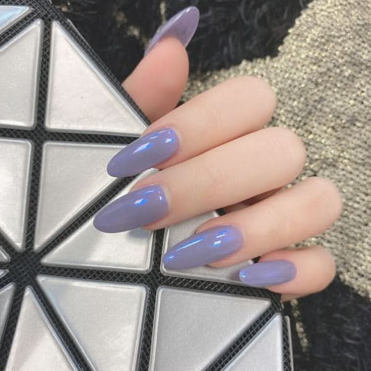 fake nails | fake nails pakistan | Fashion Pearly Purple Pointed Long Finished Acrylic Nail - 3243249.