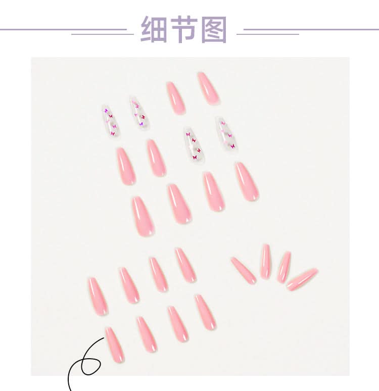 fake nails |  fake nails pakistan
Fashion Pink Laser Butterfly Wearing Art Finished Nail - 3243246.