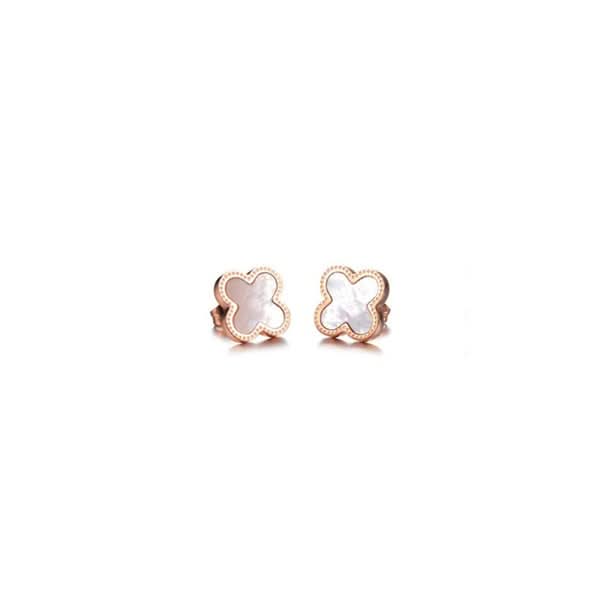 Four Leaf Clover White Earrings - Elegant Jewelry for Girls