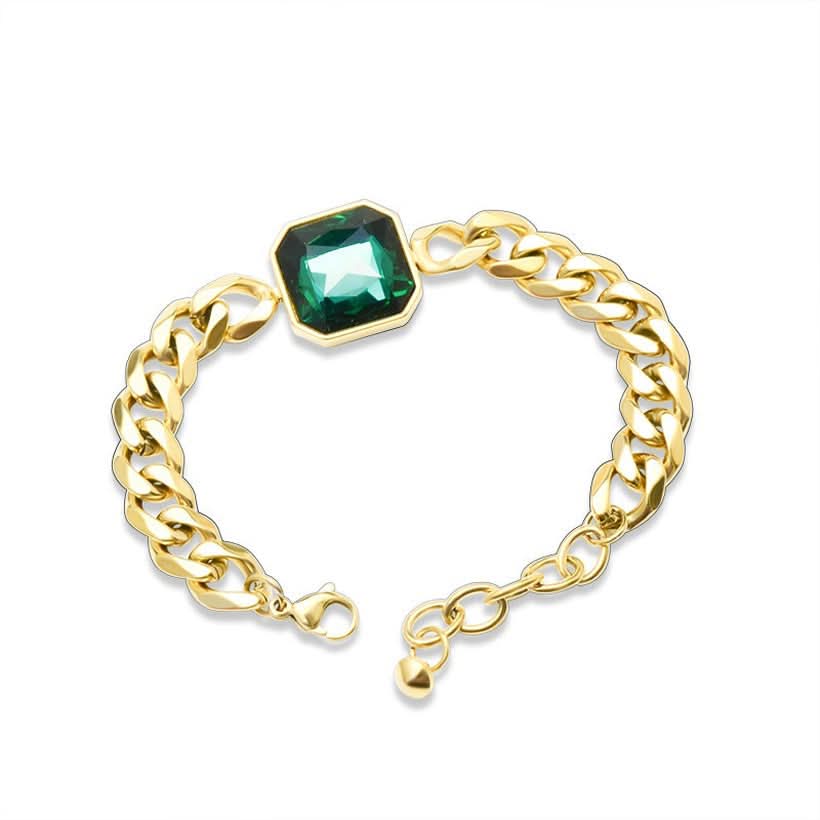 Green Stone Titanium Gold Bracelet | Jewelry Store | Jewelry Shop