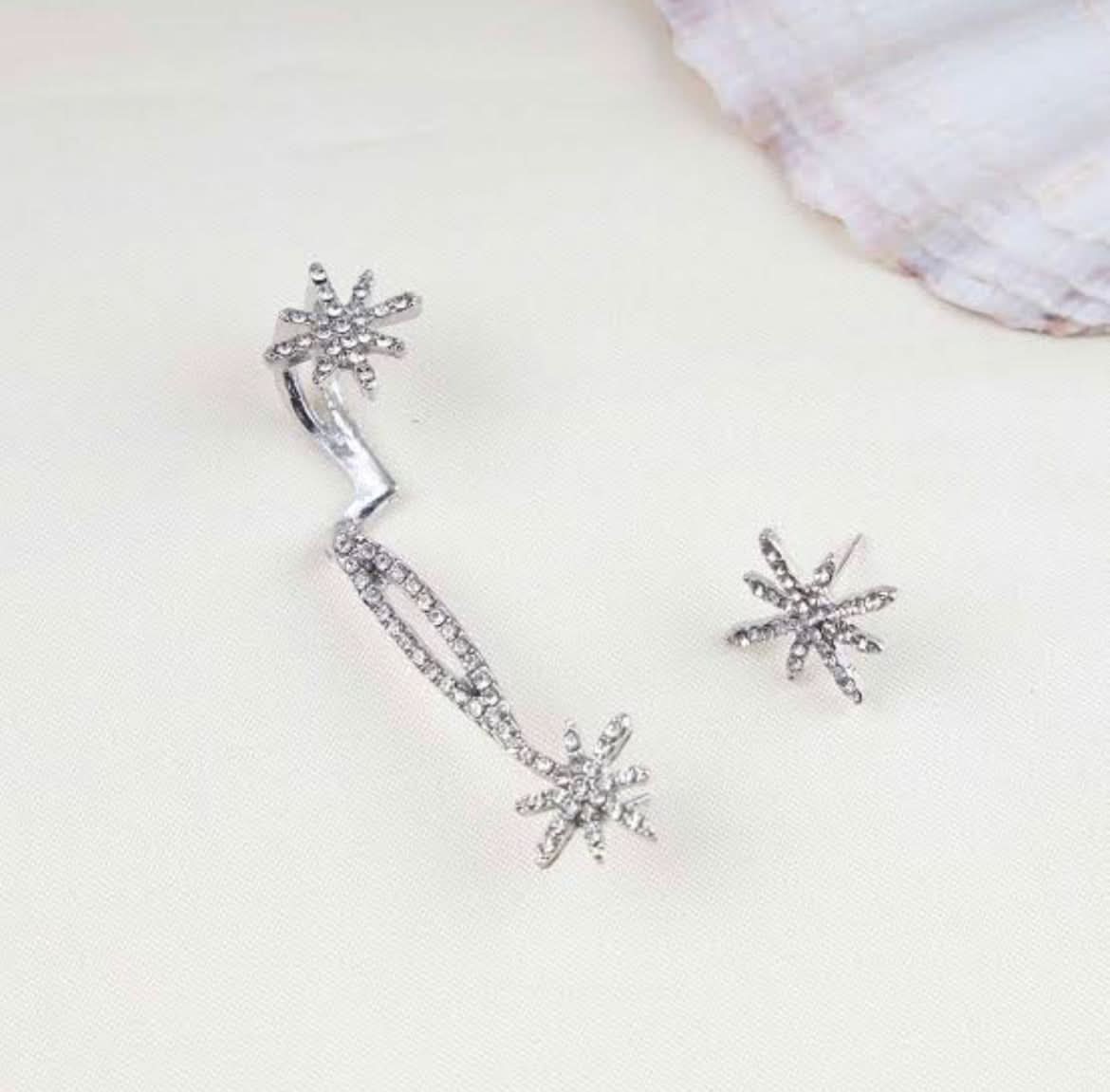earrings for girls | Crystal star Snowflake Ear cuff - Crazy Women