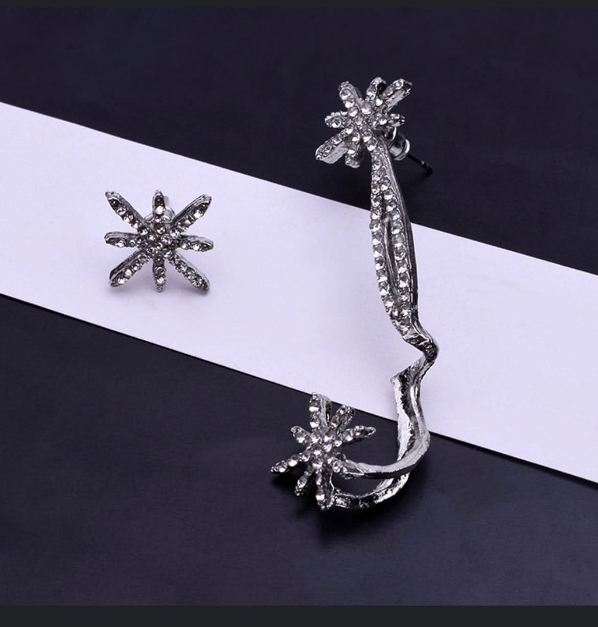 earrings for girls |Crystal star Snowflake Ear cuff - Crazy Women