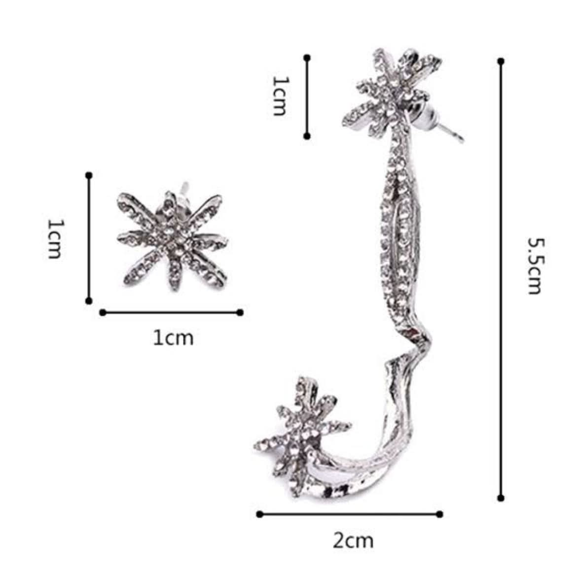 earrings for girls | Crystal star Snowflake Ear cuff - Crazy Women