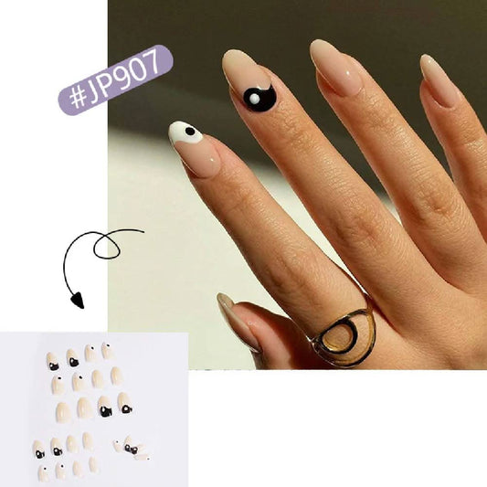 fake nails |  fake nails pakistan 
Retro Tai Chi White And Black Acrylic Nail Patch with stickers - 3243251 - Crazy Women is the Choice of millions